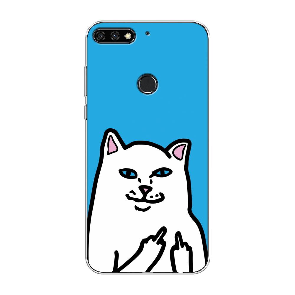 

Чехол Awog на Honor 7C Pro "Кот жесть", Белый;голубой;черный, 65550-9
