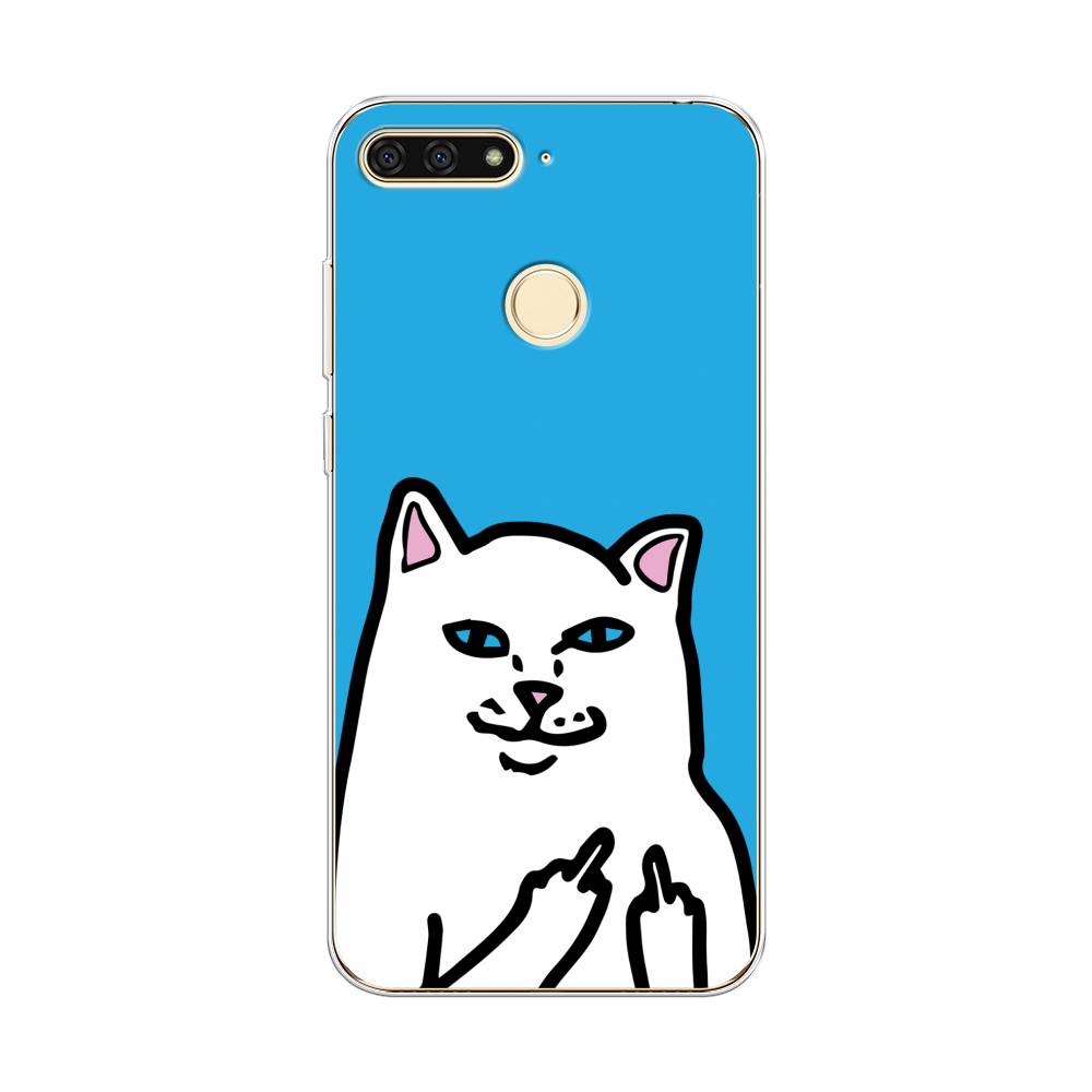 

Чехол Awog на Honor 7C "Кот жесть", Белый;голубой;черный, 64550-9