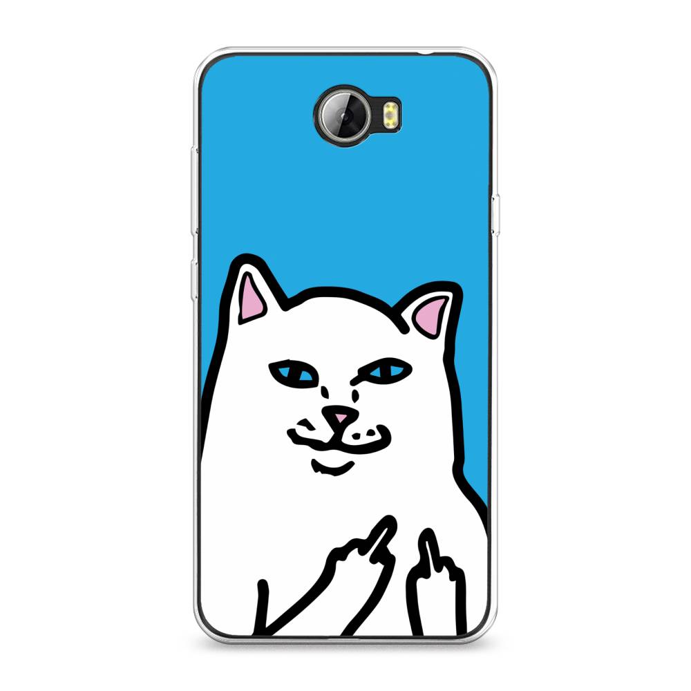 

Чехол Awog на Honor 5A "Кот жесть", Белый;голубой;черный, 60350-9