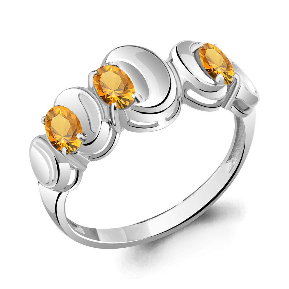 

Кольцо из серебра с цитрином р. 17 Aquamarine 6957206_925_р, 6957206_925_р