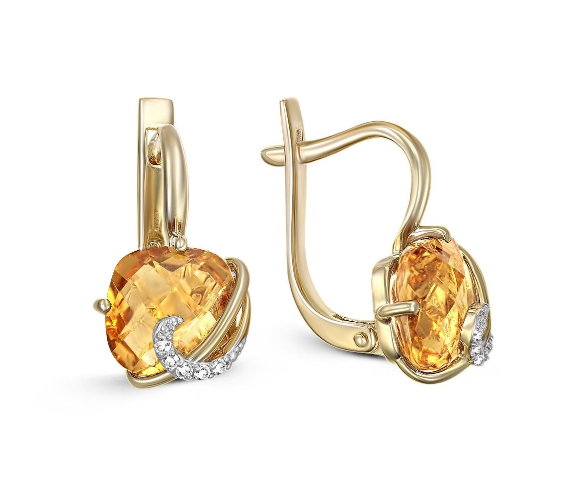

Серьги из желтого золота с цитрином NEWGOLD 302020291123zt, 302020291123zt