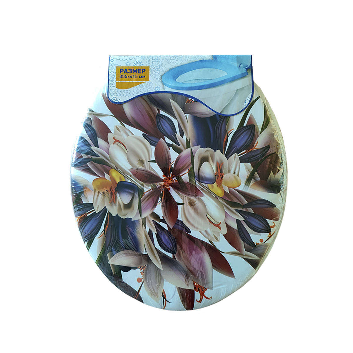 фото Сиденье для унитаза мягкое мультипласт групп, 41,5 x 35,5 x 5,5 см, цветочное панно nobrand