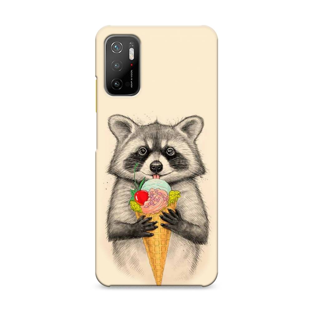 

Пластиковый чехол "Енот с мороженым" на Xiaomi Poco M3 Pro, 311020-7