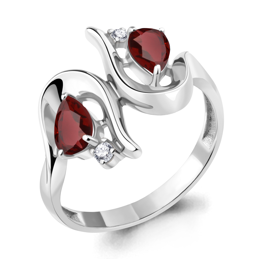 

Кольцо из серебра с гранатом р. 19 Aquamarine 6957003А_925_р, 6957003А_925_р