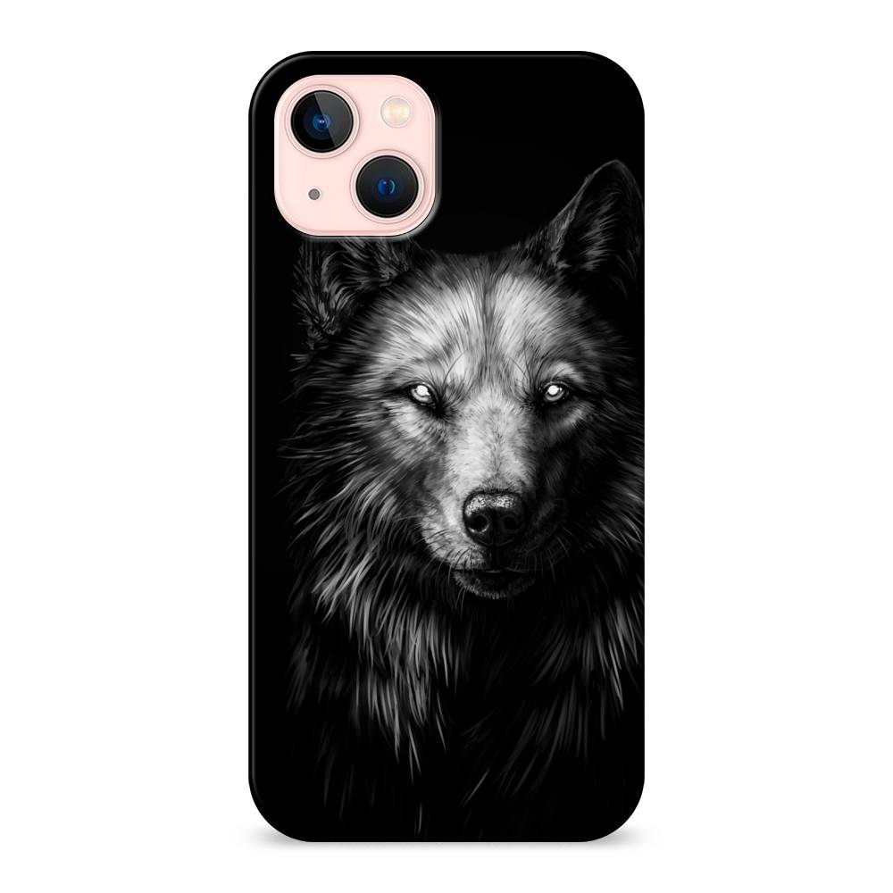 

Пластиковый чехол "Волк черно белый" на Apple iPhone 13, 14220-1