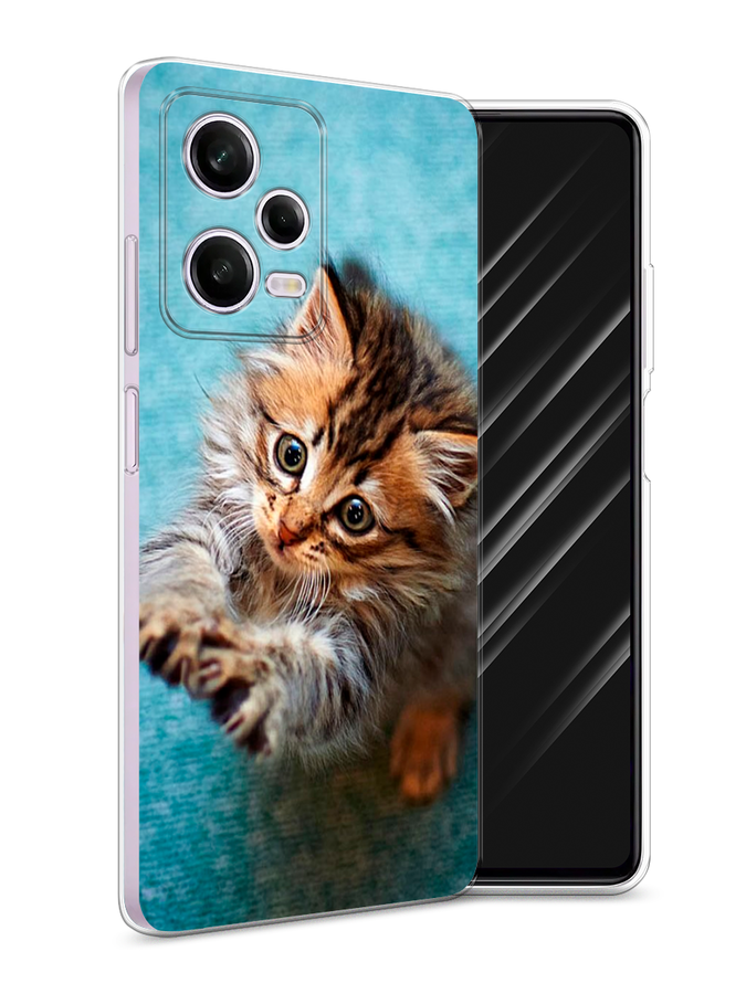 

Чехол Awog на Xiaomi Redmi Note 12 Pro "Котенок просит есть", Голубой;коричневый;белый, 317050-2