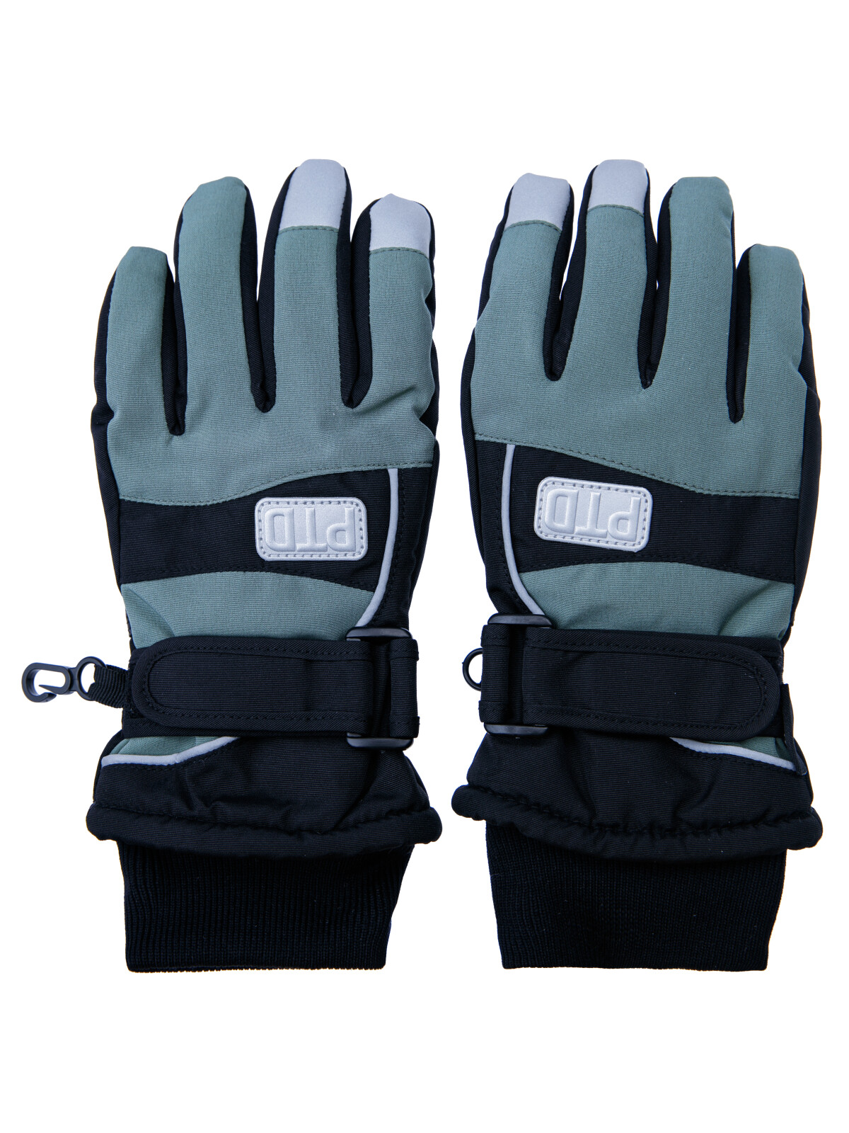 Перчатки текстильные для мальчиков PlayToday, черный,темно-зеленый, 17 (146-152 см)