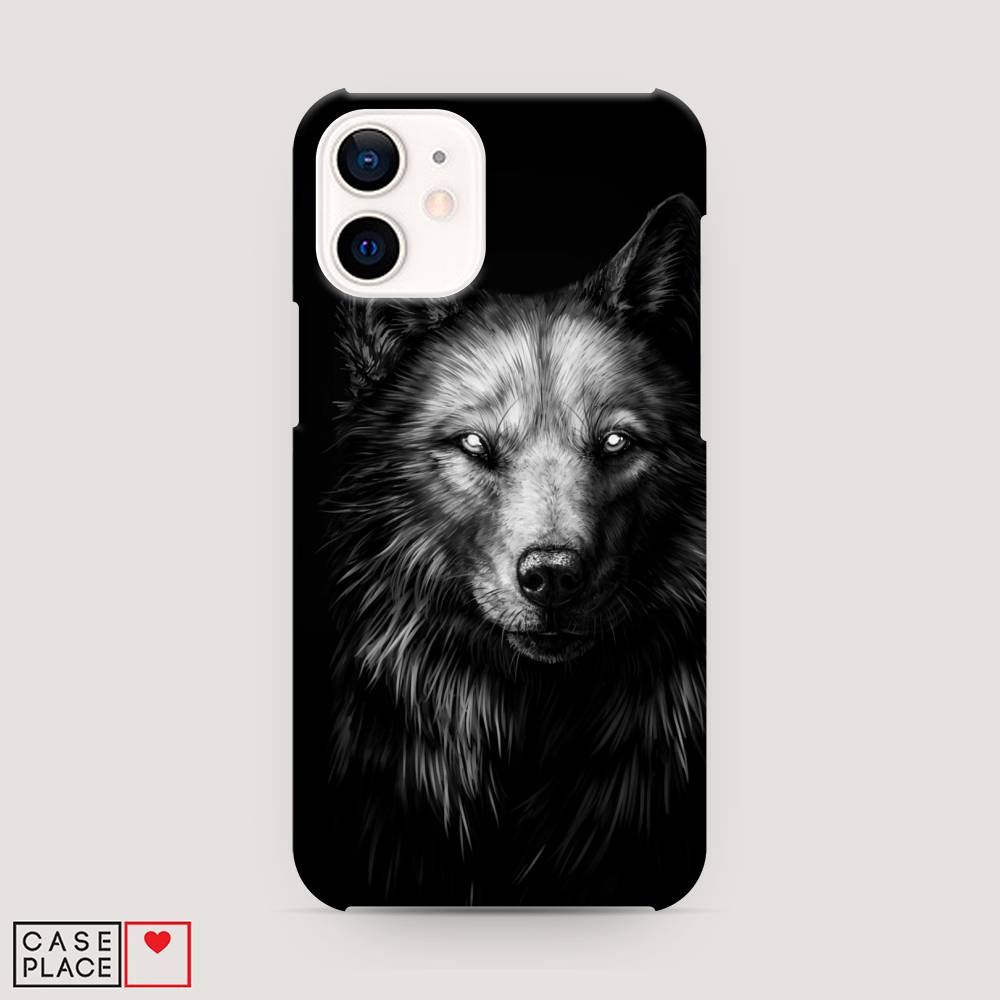

Пластиковый чехол "Волк черно белый" на Apple iPhone 12 mini, 12620-1