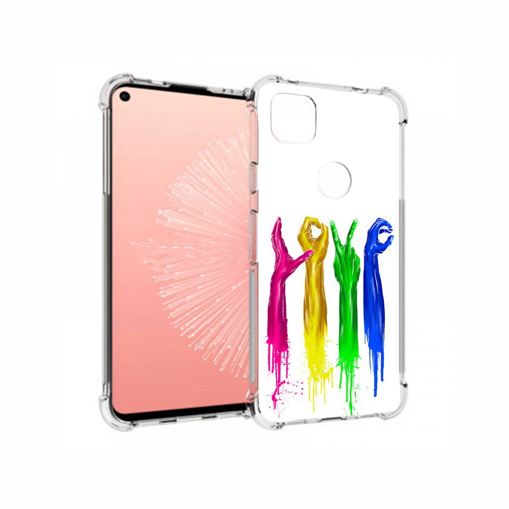 

Чехол MyPads Tocco для Google Pixel 4A яркие руки love, Прозрачный, Tocco