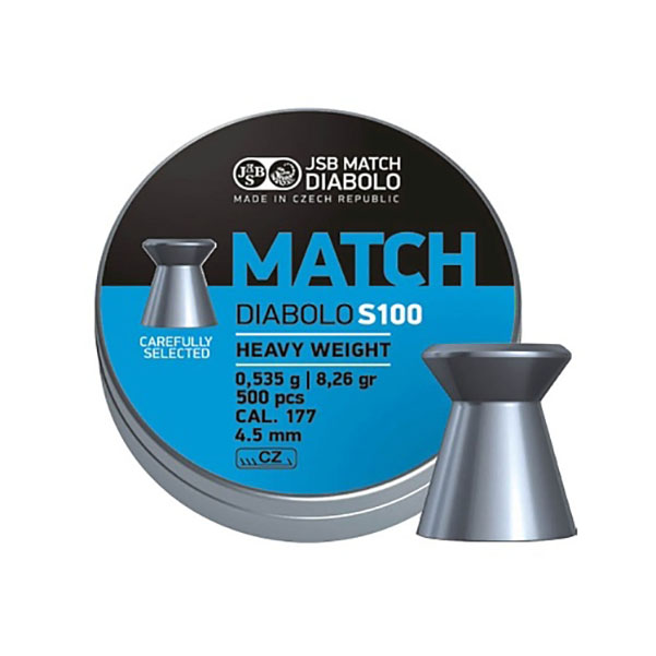 

Пульки JSB Blue Match S100 4,49 мм (500 шт), Серый, Blue Match S10