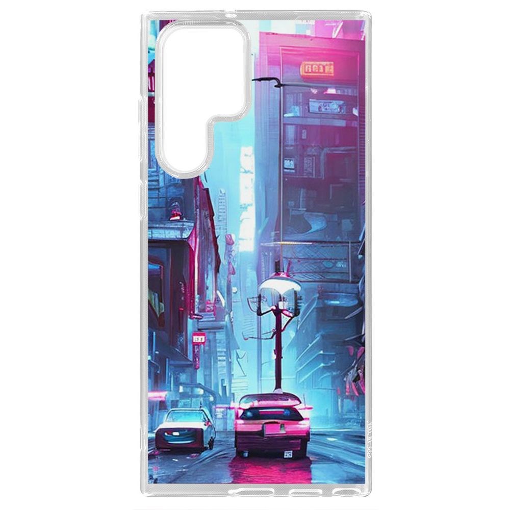 

Чехол-накладка Krutoff Clear Case Киберпанк Улица для Samsung Galaxy S22 Ultra (S908), Прозрачный