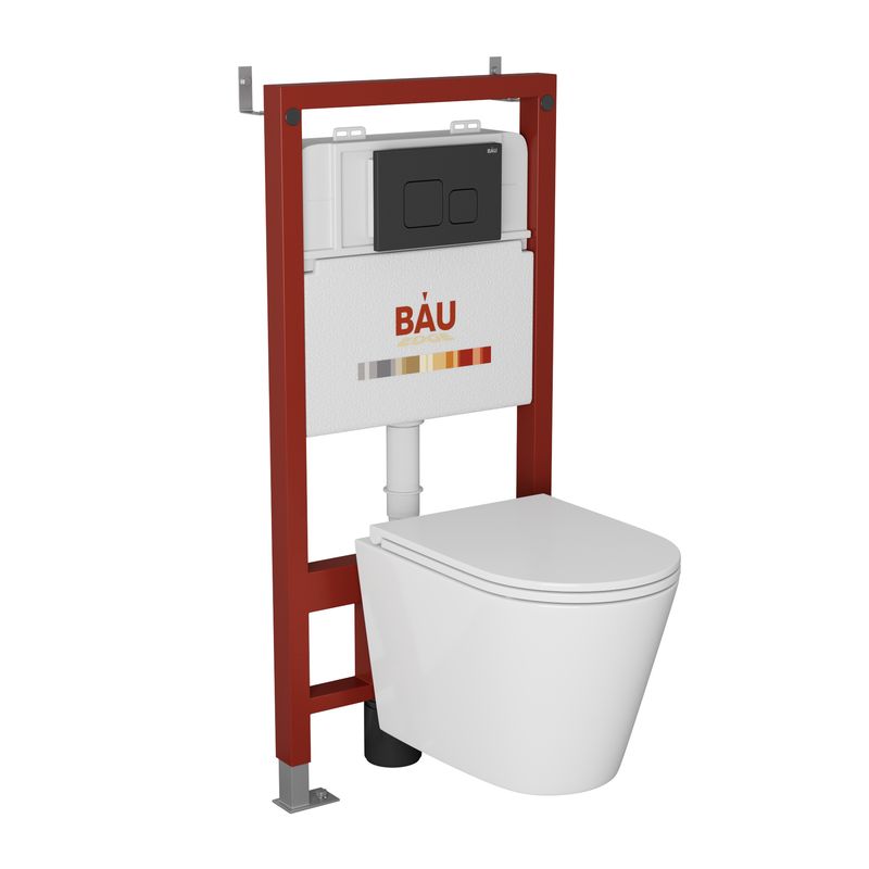 Комплект BAU 6 в 1: инсталляция BAU PRO,унитаз Bau Nimb Hurricane-2,сиденье,кнопка комплект крепления к стене geberit 111 815 00 1