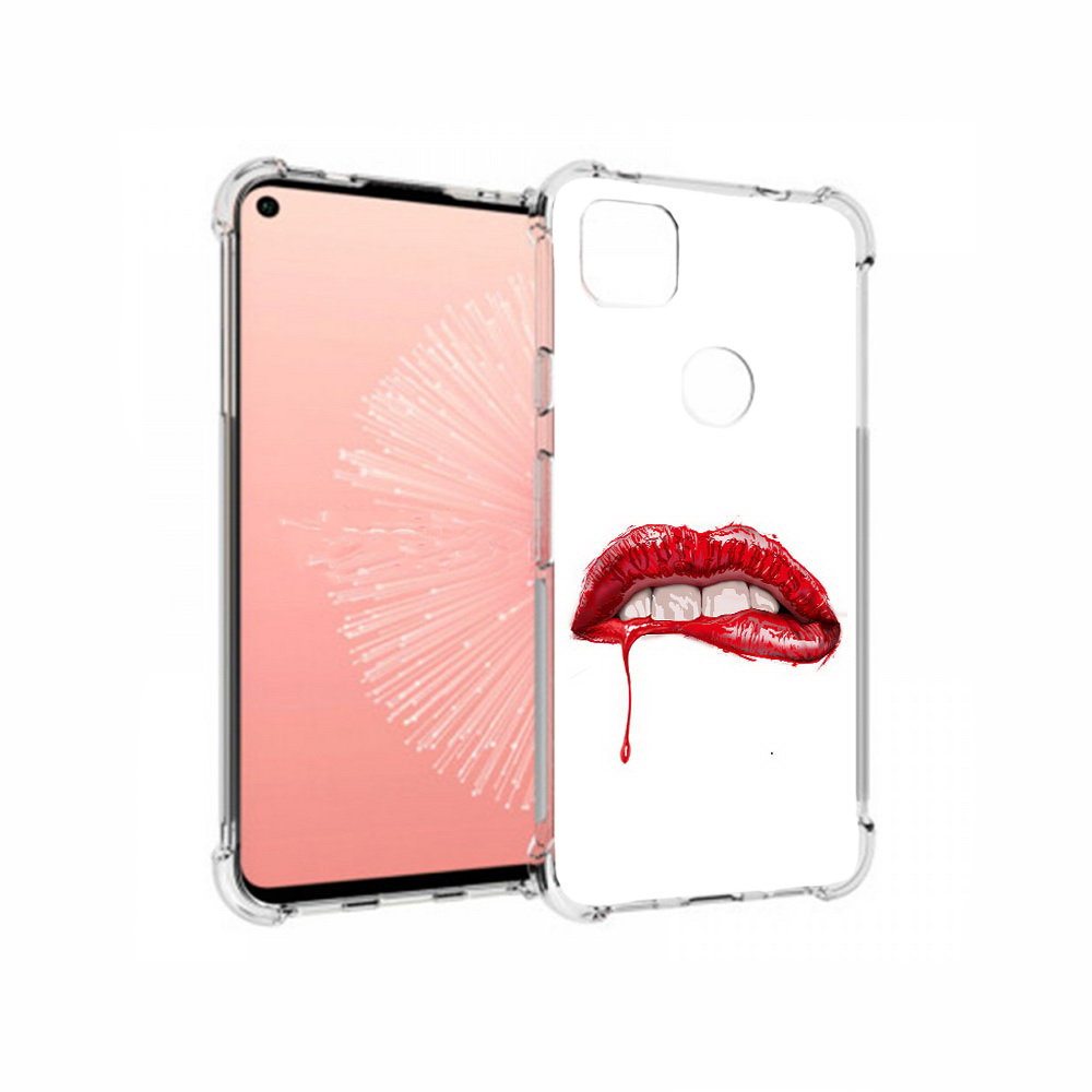 

Чехол MyPads Tocco для Google Pixel 4A яркие красные губы, Прозрачный, Tocco