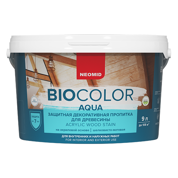 Защитно-декоративная пропитка для дерева Neomid Bio Color Aqua, матовая, 9 л aqua one maxi 102f внутренний фильтр для аквариумов до 75 л