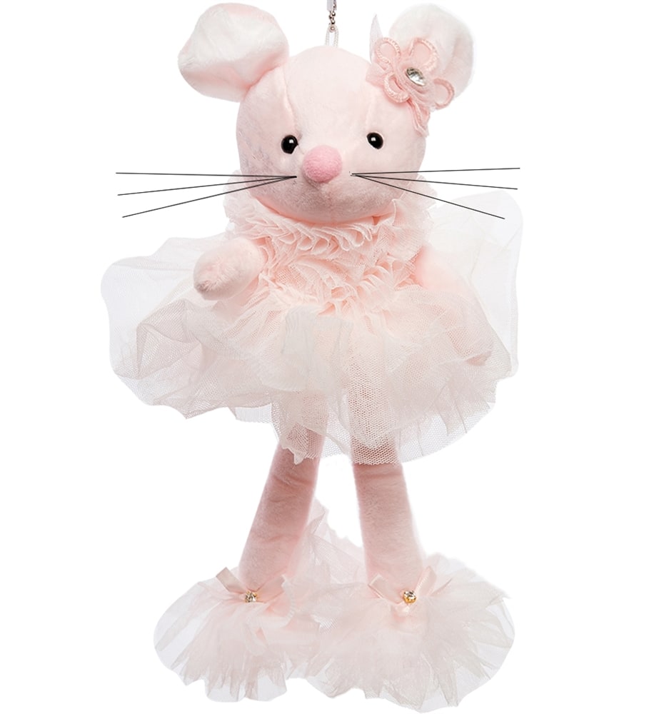 фото Елочная игрушка art east мышка с цветком розовая 801054 30 см 1 шт.