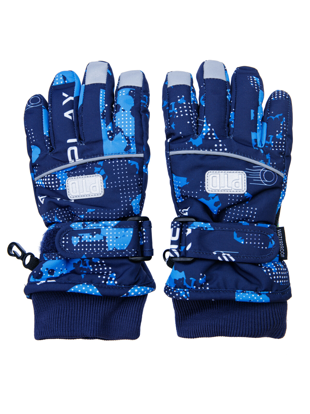 Перчатки текстильные для мальчиков PlayToday, тёмно-синий,голубой, 16 (128-140 см)