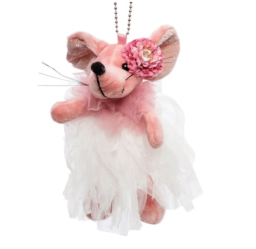 Елочная игрушка Art East Мышка с цветком розовая 801064 15 см 1 шт.