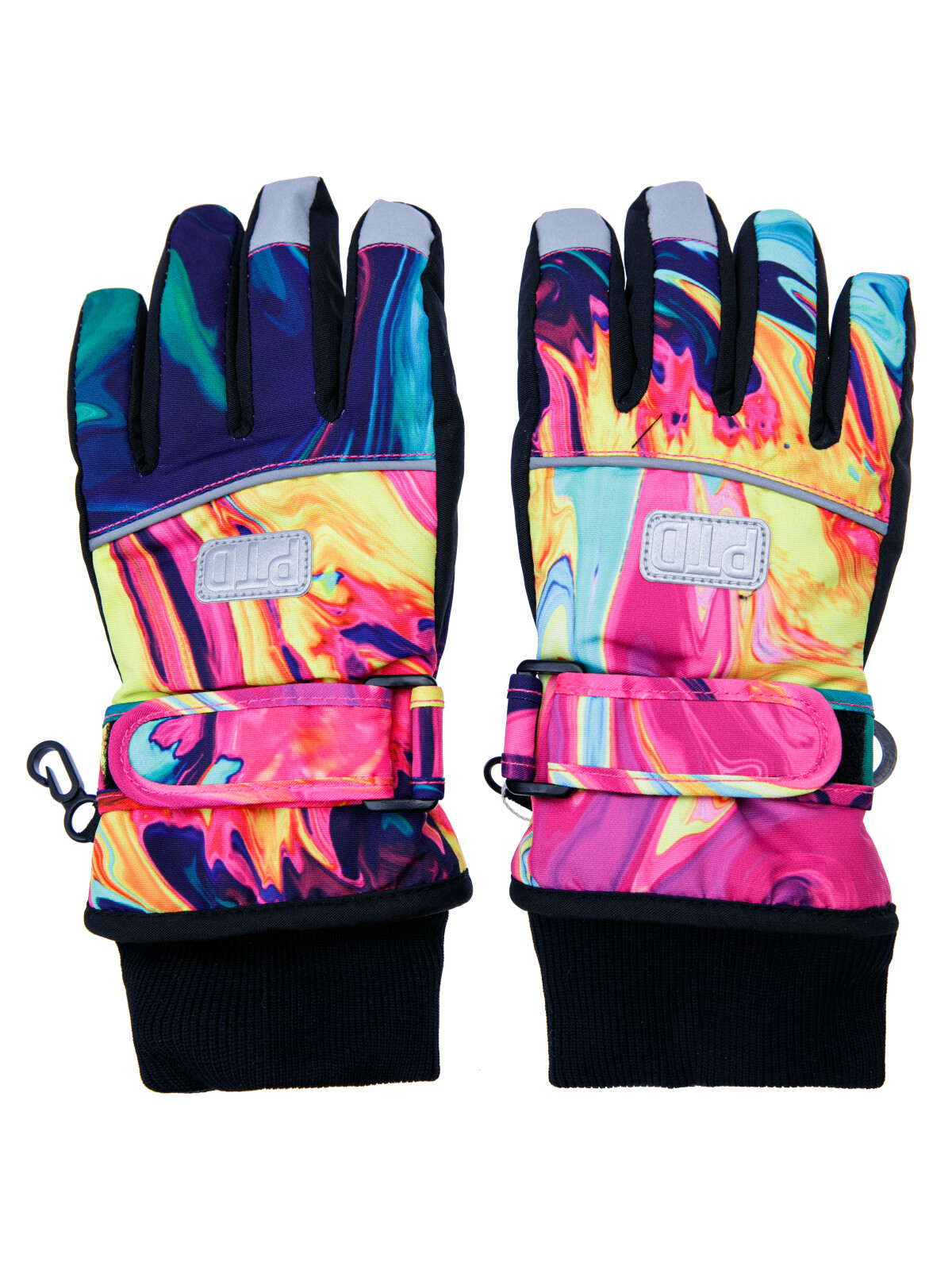 Перчатки текстильные для девочек PlayToday, черный,цветной, 18 (158-164 см)