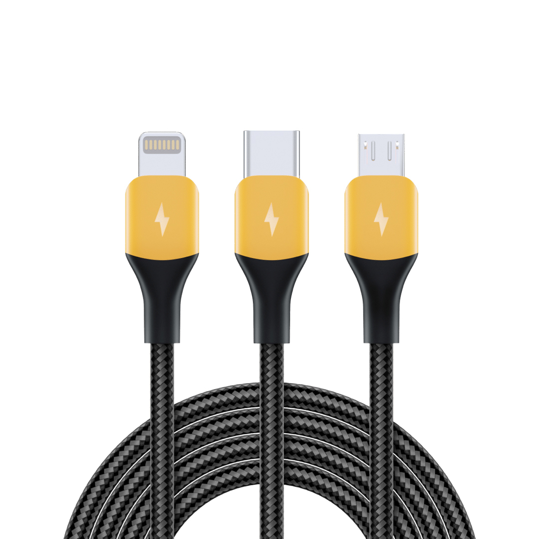 Кабель USB - Lightning/Type-C/MicroUSB Realme 1.2 м желтый, черный