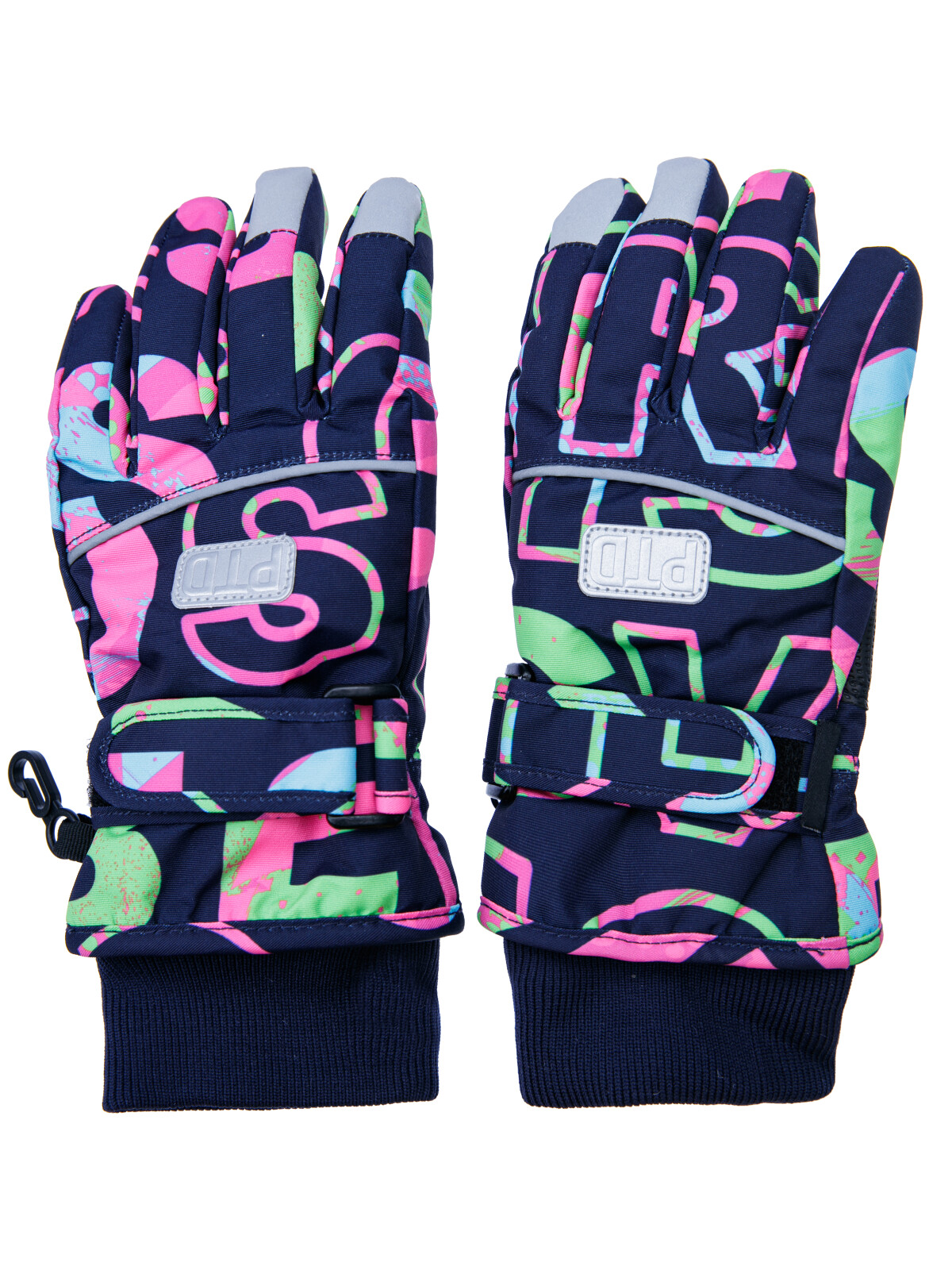 Перчатки текстильные для девочек PlayToday, черный,цветной, 16 (128-140 см)