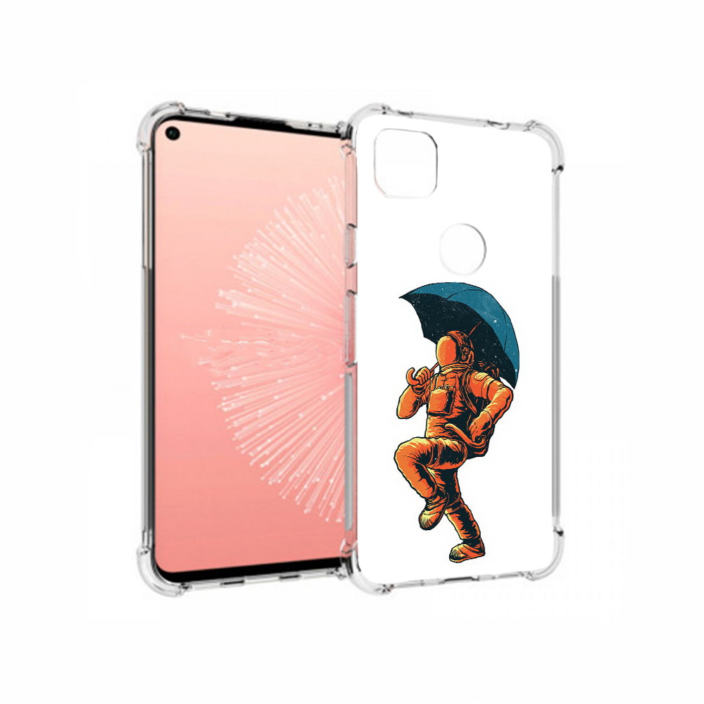 

Чехол MyPads Tocco для Google Pixel 4A шагающий космонавт с зонтом, Прозрачный, Tocco