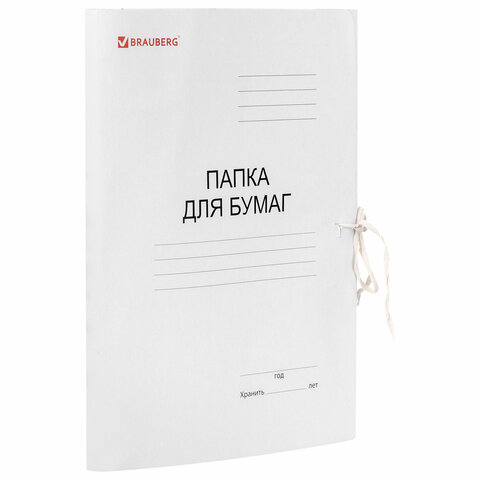 

Папка архивная Brauberg (А4, 320 г/м2, до 200л, мелованный) белая, 25шт, Белый