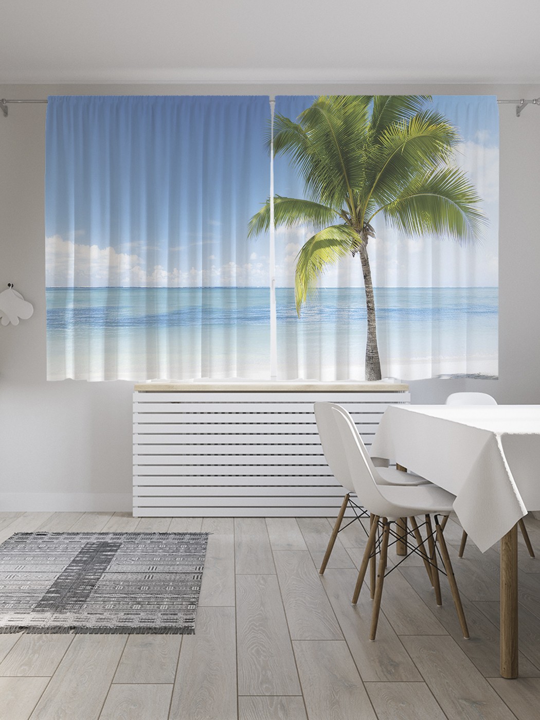 

Классические шторы JoyArty "Пальма на пляже", серия Oxford DeLux, 2 полотна 145x180 см, Пальма на пляже