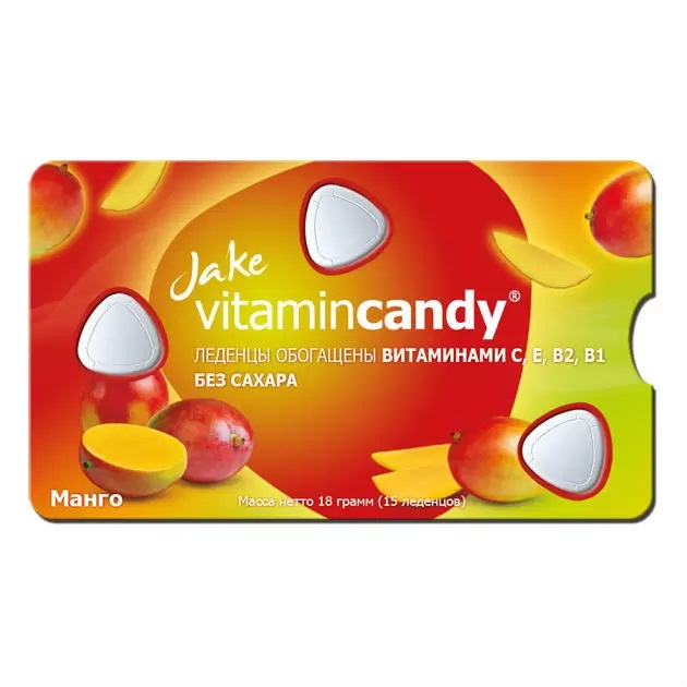 Леденцы Jake Vitamincandy Манго Витамин С без сахара 18 г 72₽