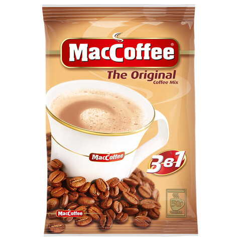 

Кофе растворимый MacCoffee 3в1 Оригинал, комплект 2 шт., 50 пакетиков по 20 г