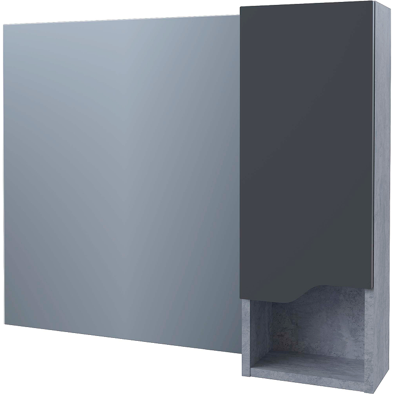 Зеркало со шкафом Stella Polar Абигель 100 SP-00001063 Серое Цемент зеркало шкаф stella polar кармела 90 с ольха белая