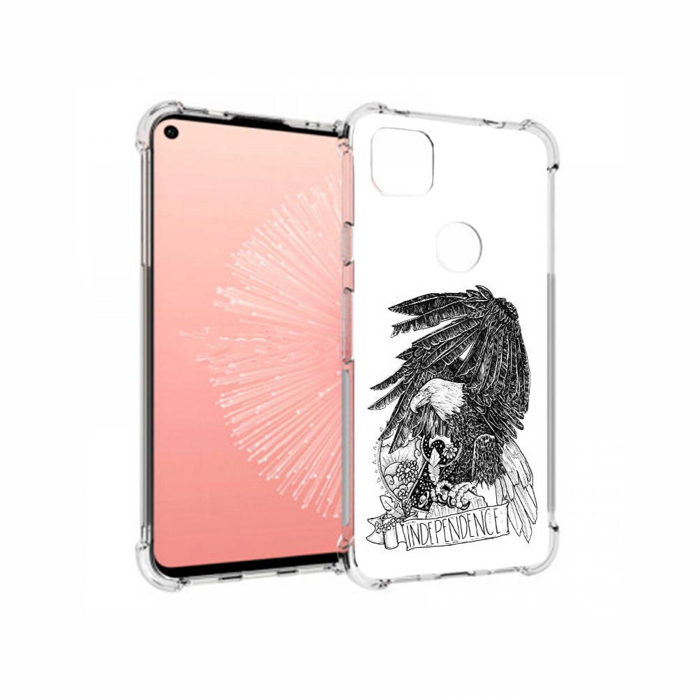 

Чехол MyPads Tocco для Google Pixel 4A черно белый сокол, Прозрачный, Tocco