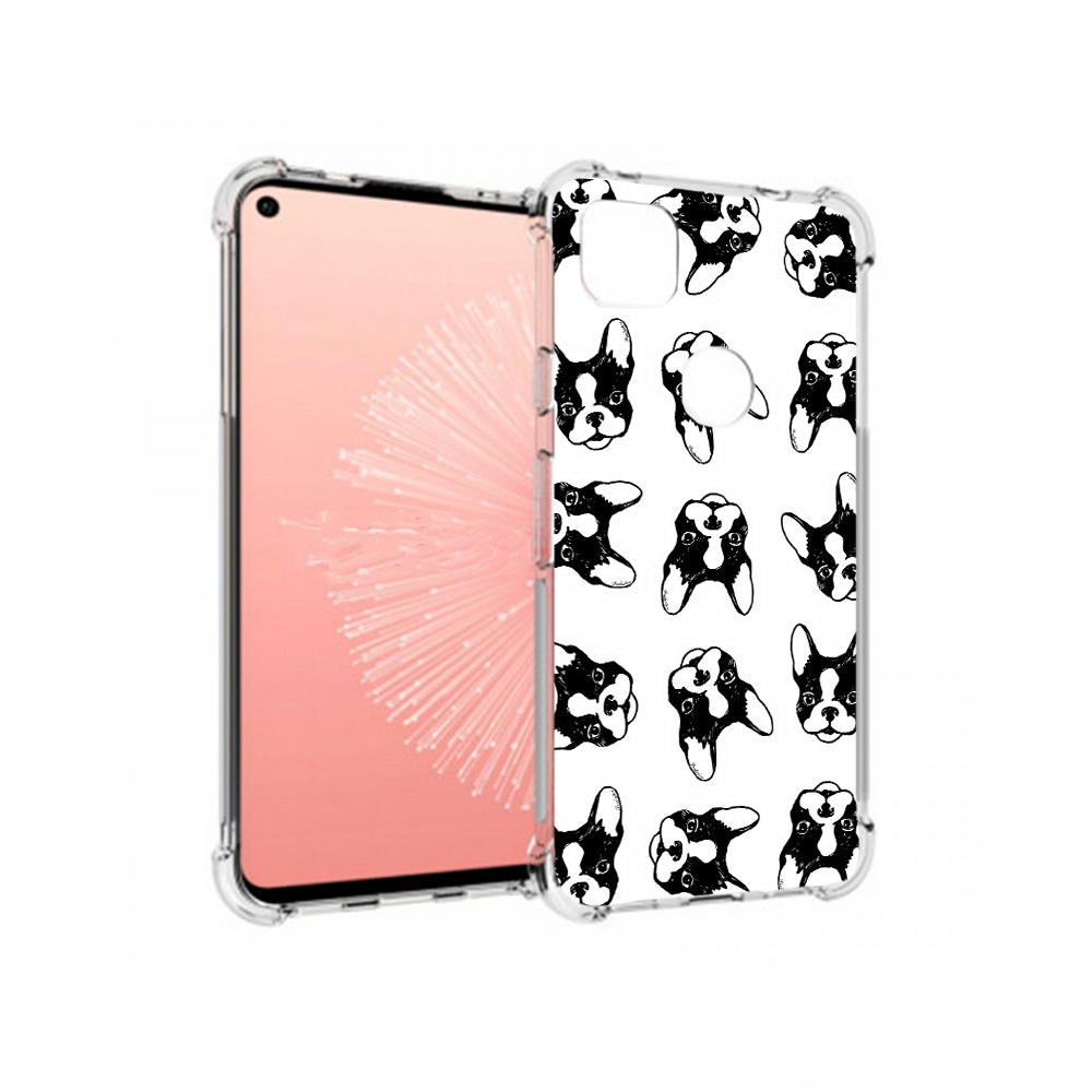 

Чехол MyPads Tocco для Google Pixel 4A черно белые собачки, Прозрачный, Tocco