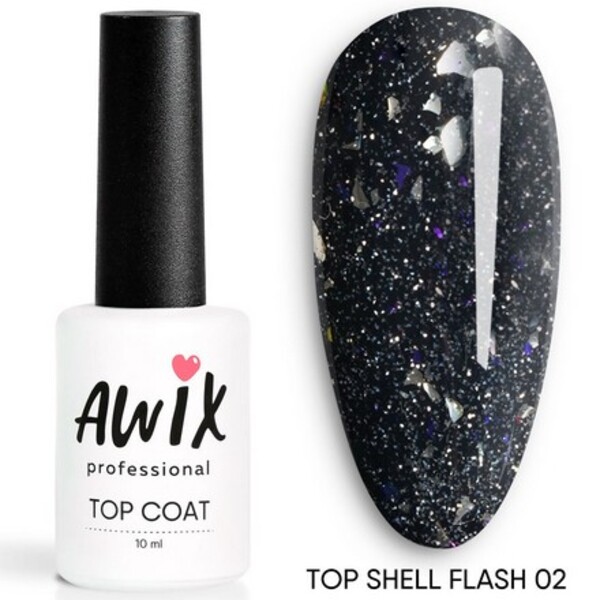 фото Закрепитель для гель-лака awix professional top shell flash глянец 02, 10 мл