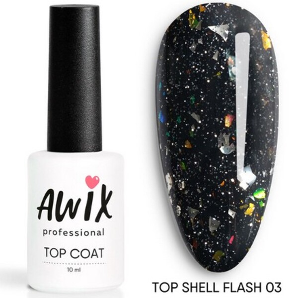 фото Закрепитель для гель-лака awix professional top shell flash глянец 03, 10 мл