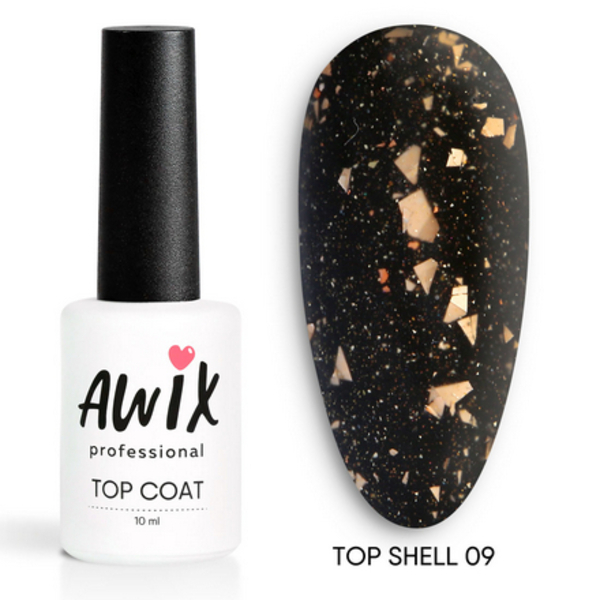 фото Закрепитель для гель-лака awix professional top shell flash глянец 09, 10 мл