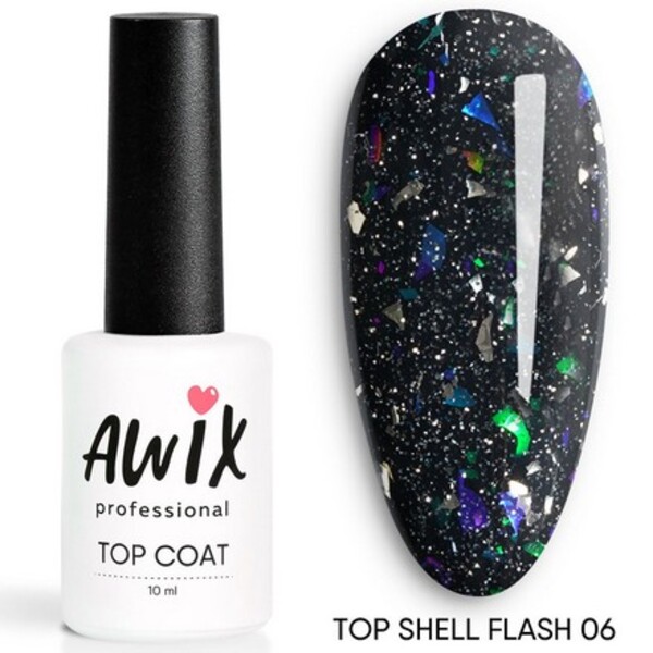 

Закрепитель для гель-лака AWIX Professional Top Shell Flash глянец 06, 10 мл