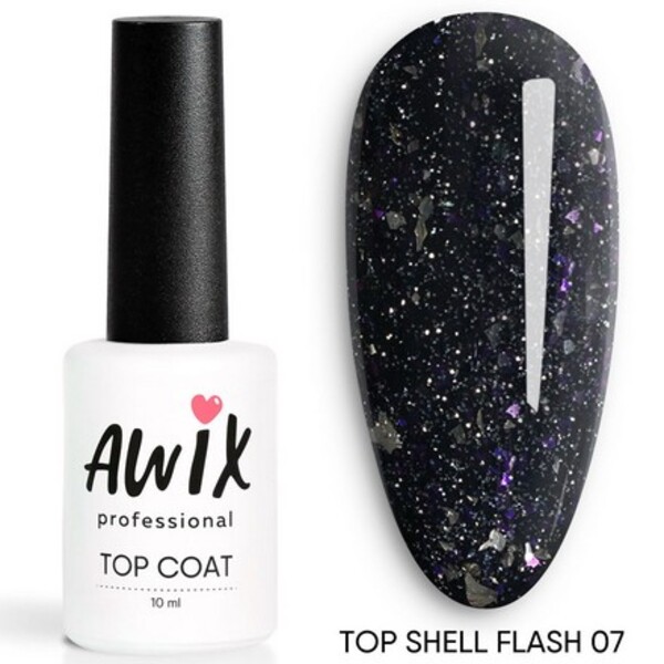 фото Закрепитель для гель-лака awix professional top shell flash глянец 07, 10 мл