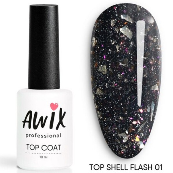 фото Закрепитель для гель-лака awix professional top shell flash глянец 01, 10 мл