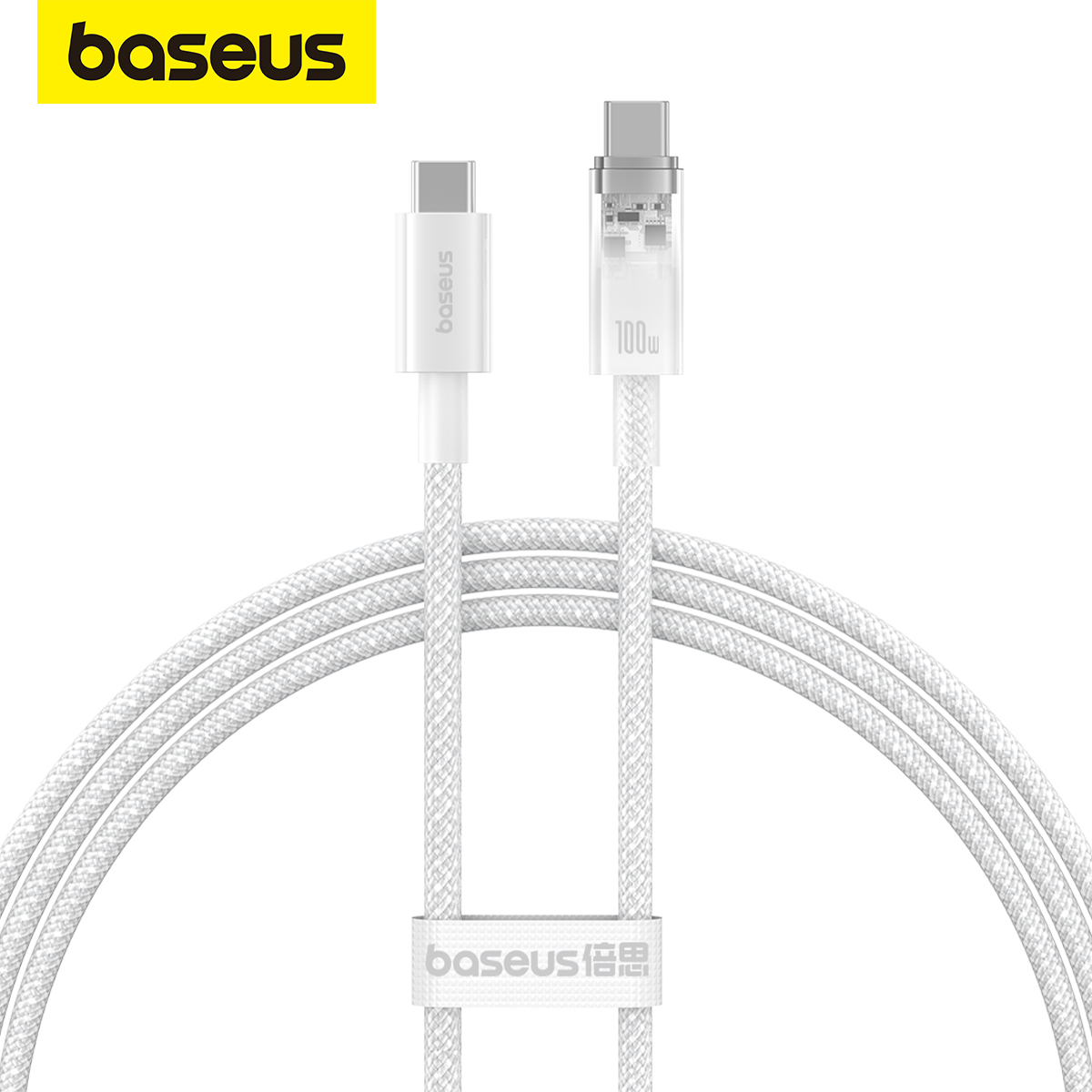 

Кабель Baseus Explorer Series Fast Charging , Type-C - Type-C, 100W, 1м, Белый, Stellar White