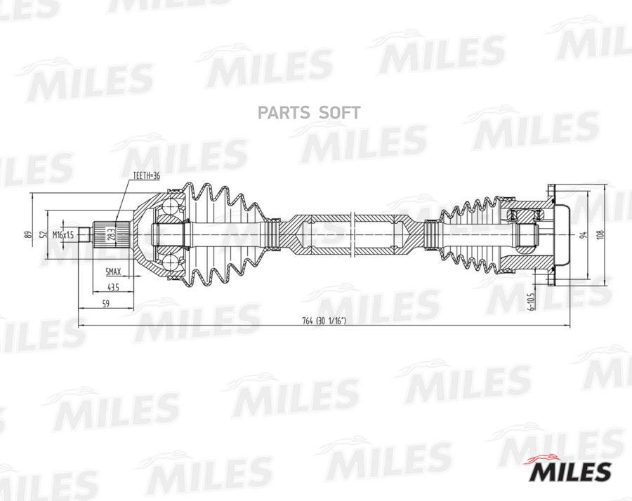 

Привод В Сборе Правый Skoda Fabia/Vw Polo 1.4-1.9Td 99- (Gkn 304446) Gc02125