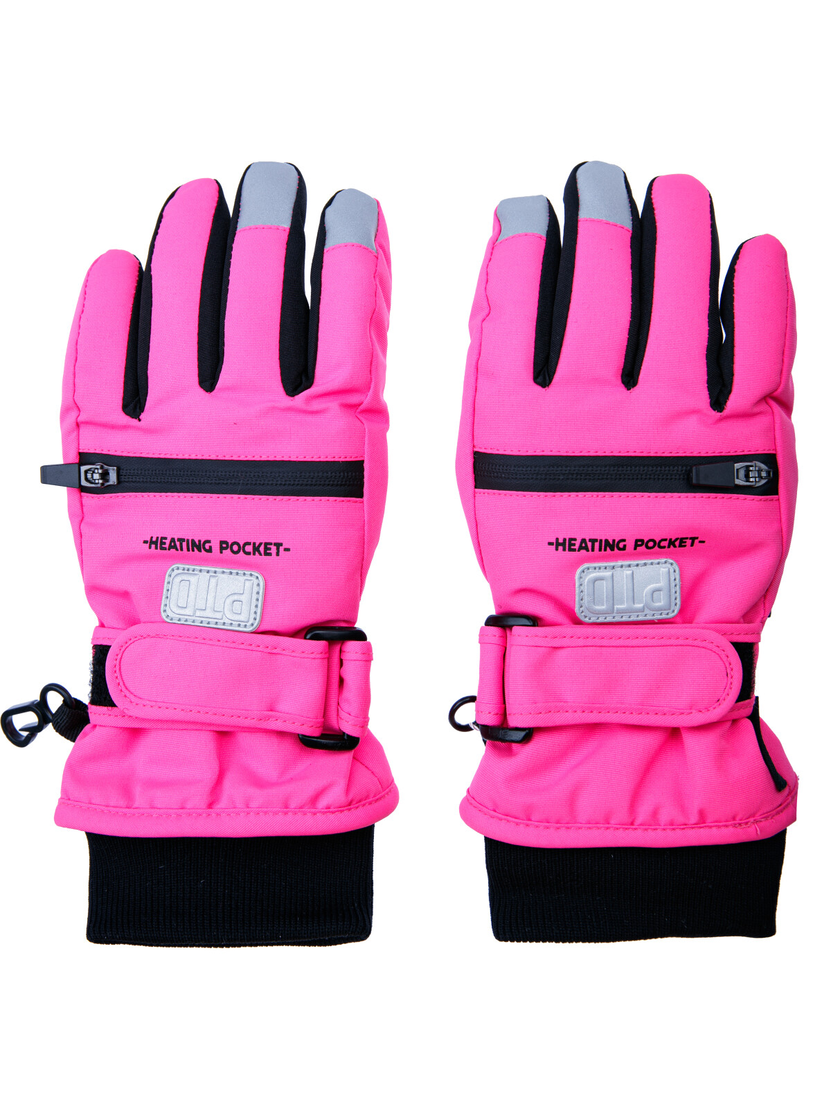 Перчатки текстильные для девочек PlayToday, фуксия,черный, 16 (128-140 см)