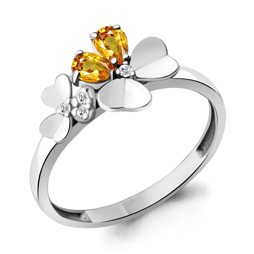 

Кольцо из серебра с цитрином р. 17,5 Aquamarine 6956306А_925_р, 6956306А_925_р
