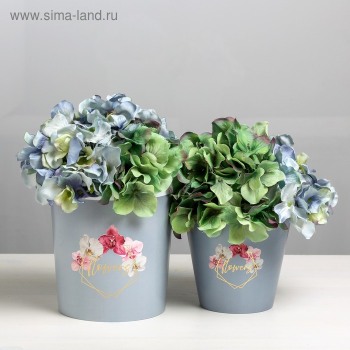 

Набор кашпо 2 в 1 Flowers, тиснение, 0,8 и 1,6 л, 11 х 12 и 14 х 14 см