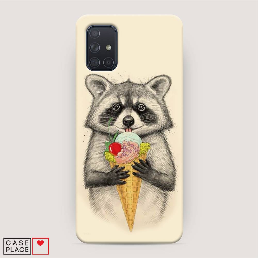 

Пластиковый чехол "Енот с мороженым" на Samsung Galaxy A71, 29020-7