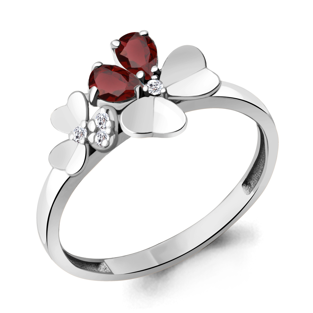

Кольцо из серебра с гранатом р. 17 Aquamarine 6956303А_925_р, 6956303А_925_р