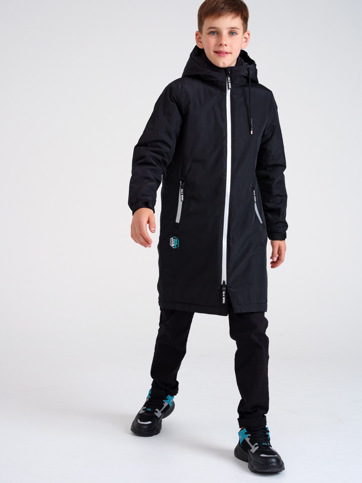Пальто текстильное с полиуретановым покрытием для мальчиков PlayToday, черный, 176