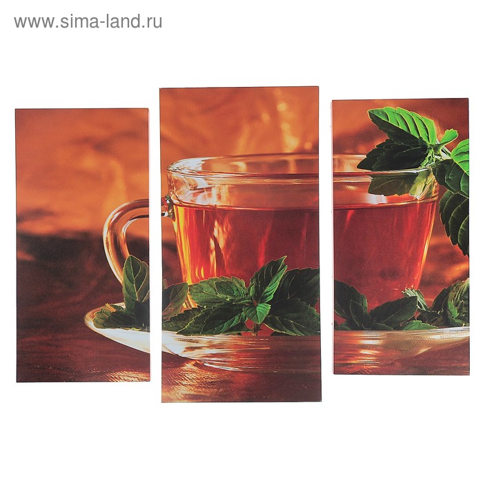 

Модульная картина Чай с мятой (2-25х52; 1-30х60) 60х80 см