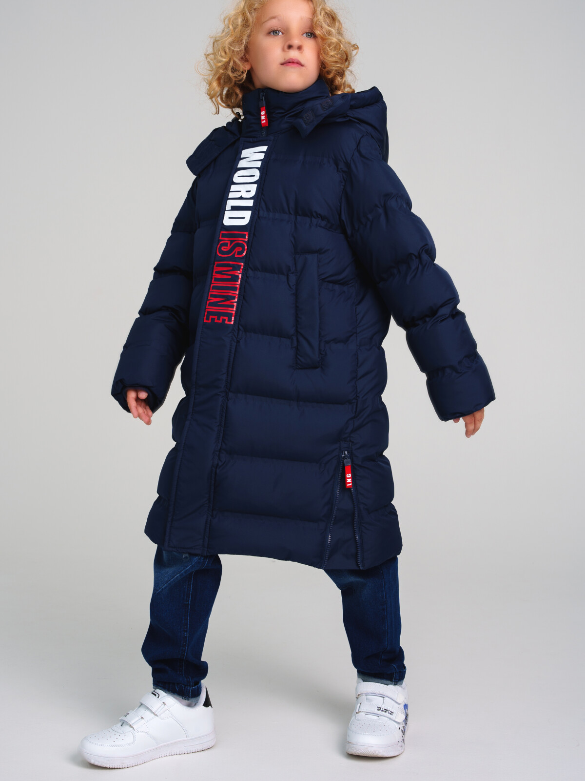 Пальто текстильное с полиуретановым покрытием для мальчиков PlayToday, тёмно-синий, 164