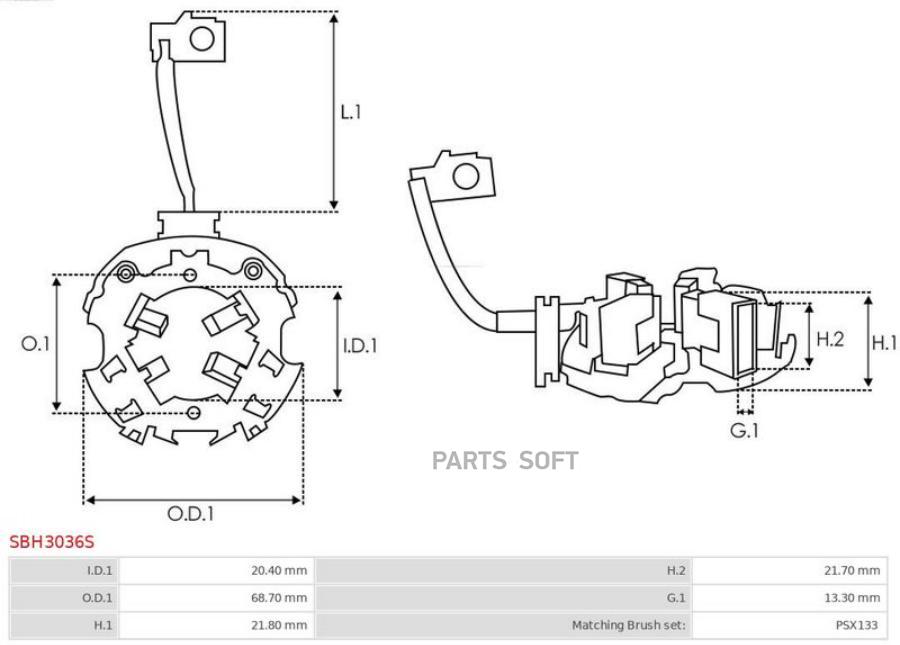 Щеточный Узел Стартера 1Шт AS SBH3036S