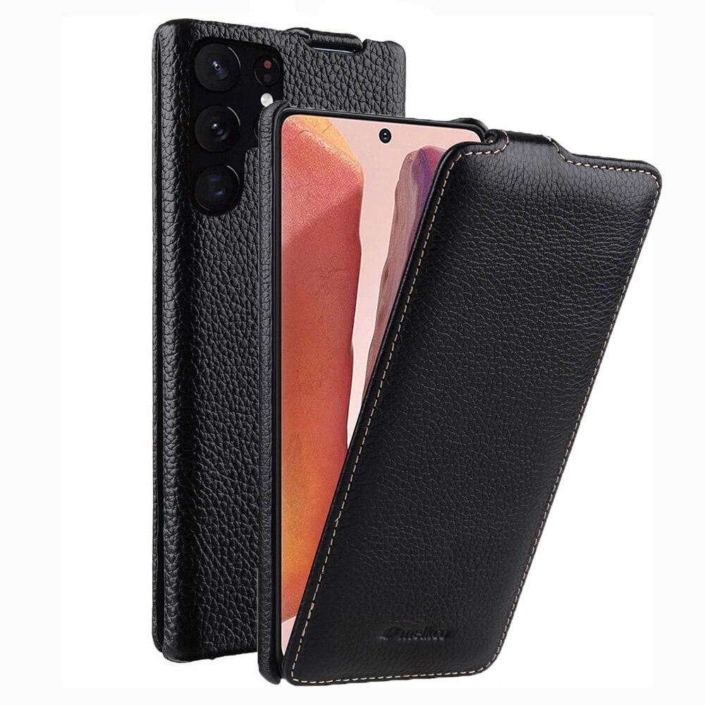 

Кожаный чехол флип Melkco Jacka Type для Samsung Galaxy S22 Ultra, черный